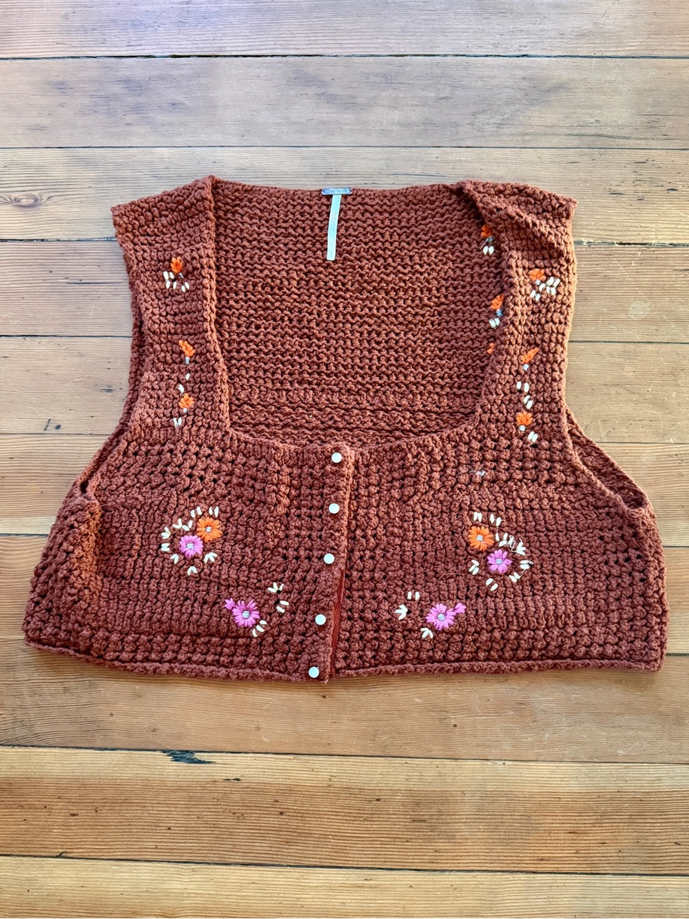 Free People Rust Crochet Floral Tank - Picture 2 of 4